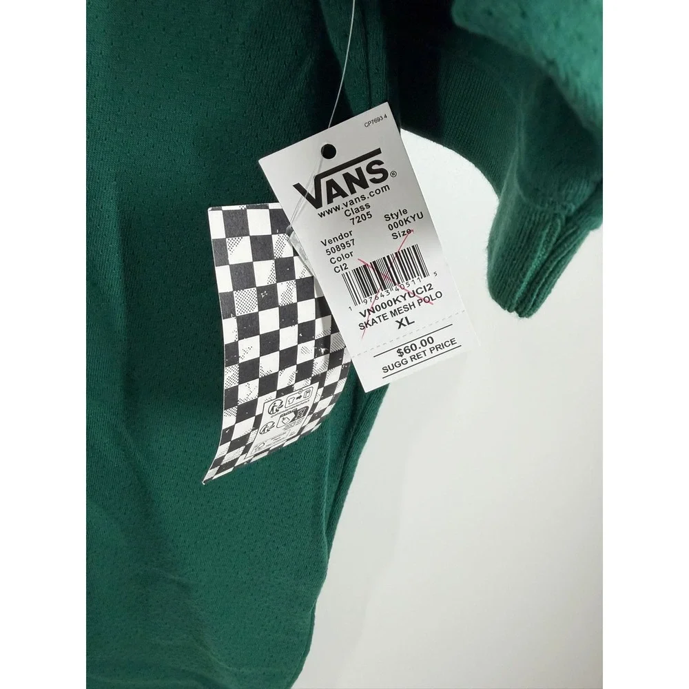 Vans Skate Mesh Polo Shirt Men Skateboarding Breathability Loose Fit Size XL